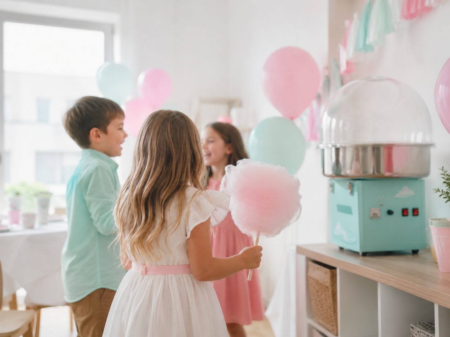 Zuckerwattemaschine auf Kindergeburtstag